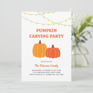 Modern Cute Halloween Pumpkin Carving Party Invitation