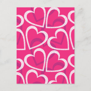 Modern Cute Heart Pattern Love Pink  Postcard