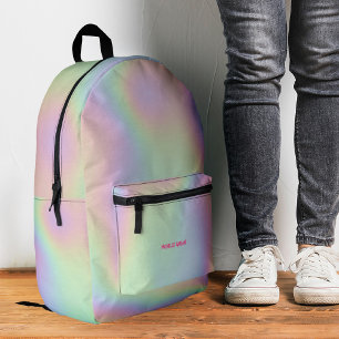 Modern Cute Holographic Teen Girly Printed Backpack