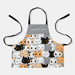 Modern Cute Kawaii Cats Pattern Apron