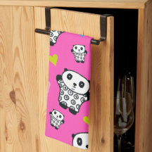Modern Cute Kawaii Panda Pink Hearts