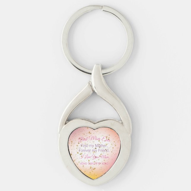 Modern Cute Keepsake Best Mum Ever Mothers Day Key Ring (Front)