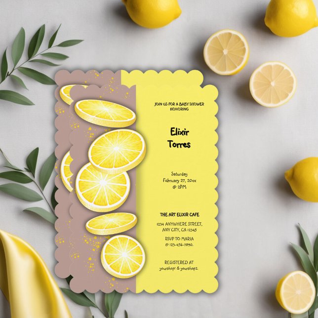 Modern Cute Lemon Slice Sprinkle Baby Shower Invitation (Creator Uploaded)