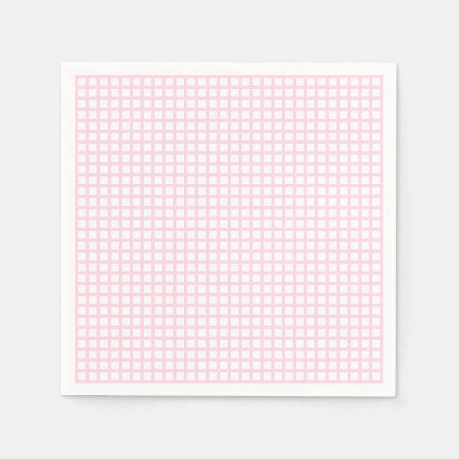 Modern cute light pink white grid pattern girly napkin (Front)