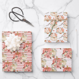 Modern Cute Little Pumpkin Birthday Baby Shower Wrapping Paper Sheet