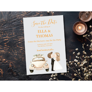 Modern Cute Marigold Text Save The Date