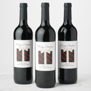 Modern Cute Merry Christmas  Wine Label