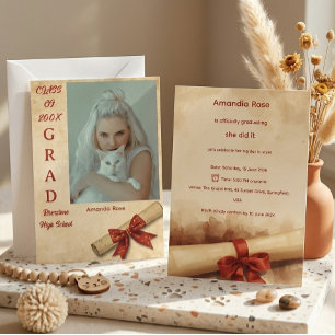 Modern Cute Minimalist Graduation Party Invitation