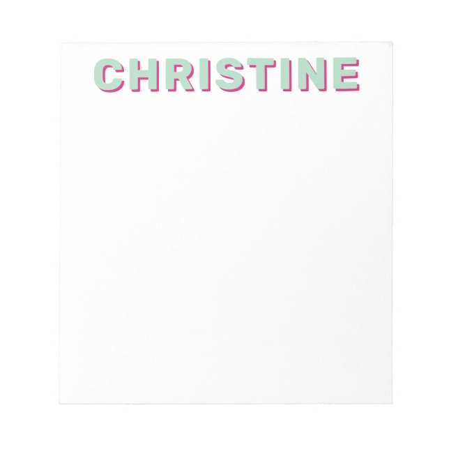 Modern Cute Mint Green Magenta Pink Kids Teacher  Notepad (Front)