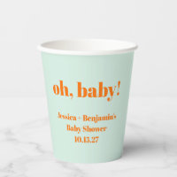 Modern Cute Mint Orange Baby Shower Custom Name