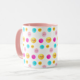 Modern Cute Multicolored Happy Faces Mug