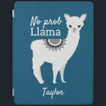 Modern cute NO Prob Llama with name blue iPad Cover<br><div class="desc">Modern Cute NO Prob Llama with Name Blue iPad Smart Cover Add a touch of fun and personality to your iPad with our Modern Cute NO Prob Llama with Name Blue iPad Smart Cover. Featuring a playful llama illustration and the humourous quote "NO prob Llama" set against a dark blue...</div>