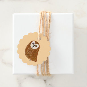 Modern cute northern saw-whet owl favour tags