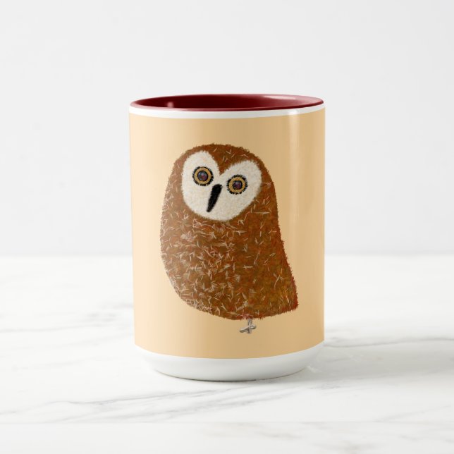 Modern cute northern saw-whet owl mug (Center)