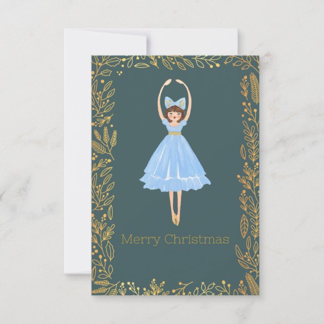 Modern Cute Nutcracker Ballet Christmas Card  (Front)