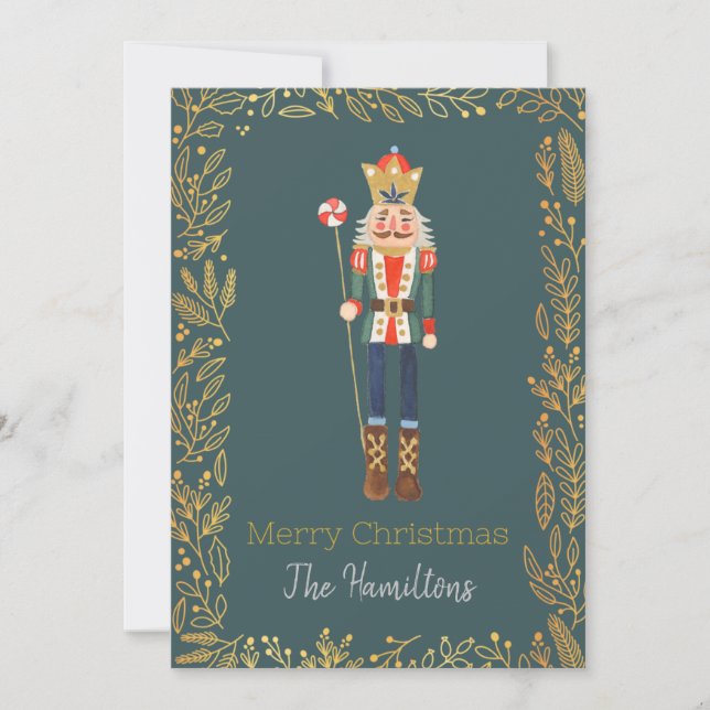 Modern Cute Nutcracker Ballet Christmas Card  (Front)