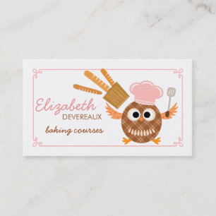 Modern Cute Owl Bakery Baking Courses Business Card