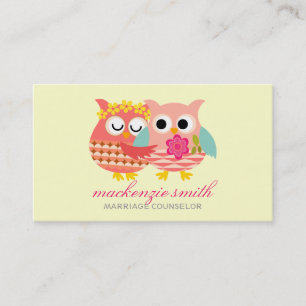 Modern Cute Owls Couple Marriage Counsellor Business Card