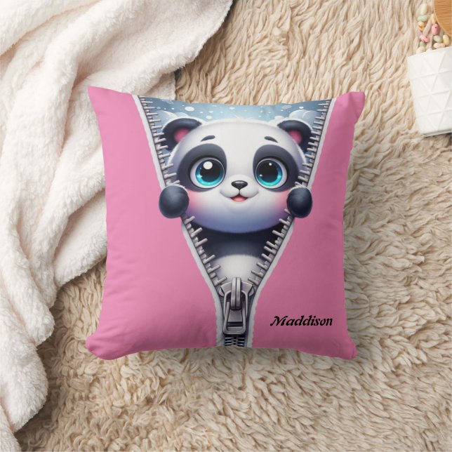  Modern Cute Panda Kids Personalise name  Cushion (Blanket)