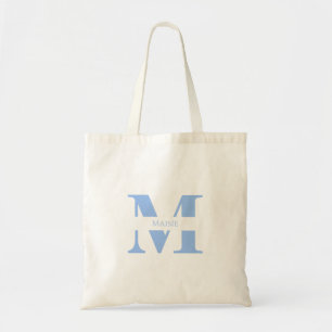Modern Cute Pastel Blue Personalised Monogram Tote Bag