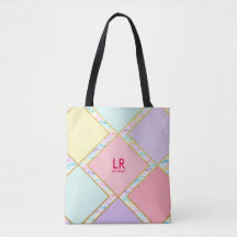 Modern Cute Pastel Geometric Gold Monogram Painted
