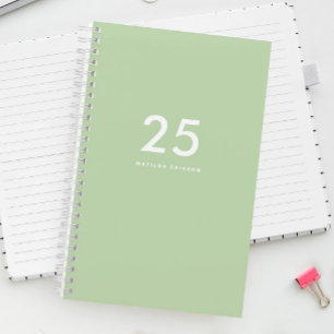 Modern Cute Pastel Green Weekly Monthly Planner