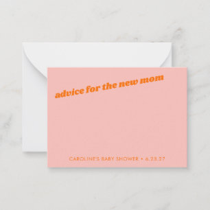 Modern Cute Pastel Pink Orange Baby Shower Books Advice Card