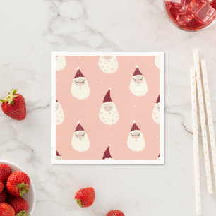 Modern cute pattern Santa pink pattern Xmas party Napkin