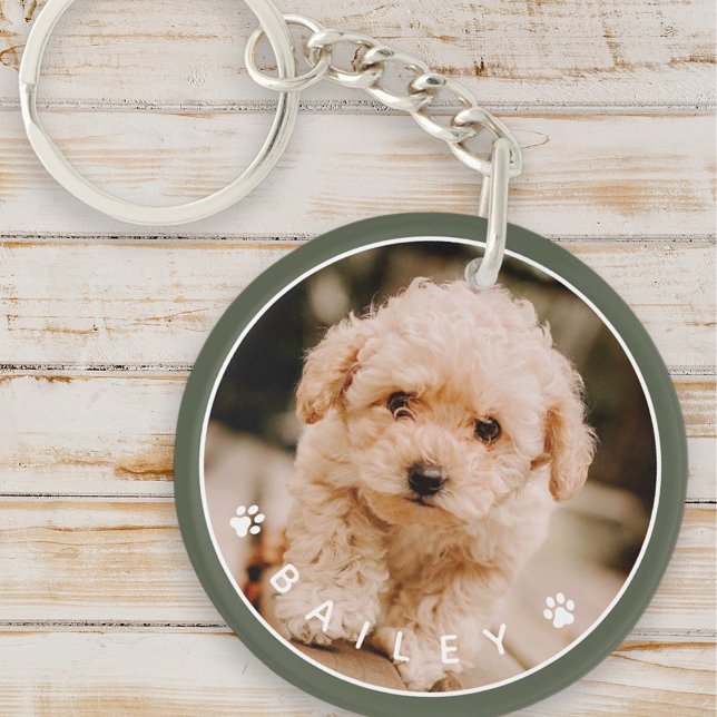 Modern Cute Paws Family Pet Photo Key Ring (Creator Uploaded)