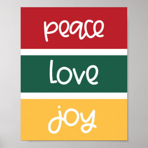 Modern Cute Peace Love Joy Christmas greetings Poster