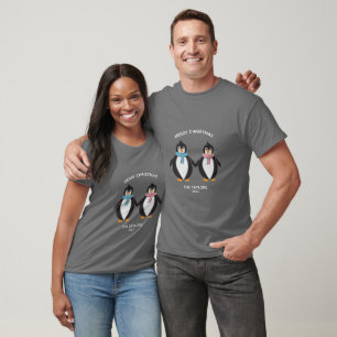 Modern Cute Penguin Christmas Couple  T-Shirt