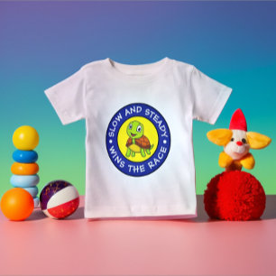 Modern Cute Personalised Baby Tortoise Blue Yellow T-Shirt