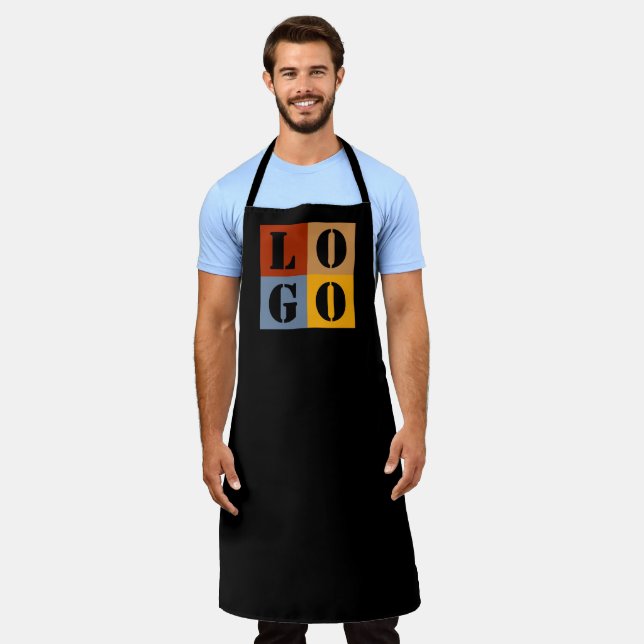 Modern Cute Personalised Gifts Black Simple Apron (Worn)