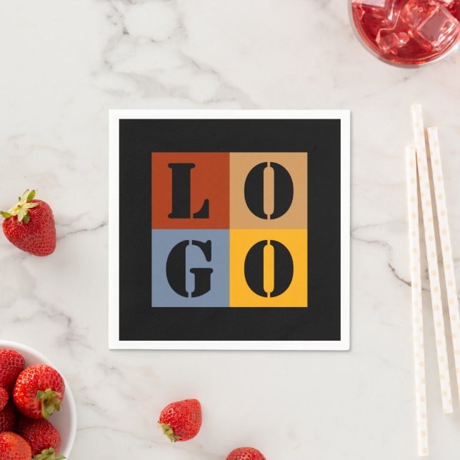 Modern Cute Personalised Gifts Black Simple Napkin (Insitu)