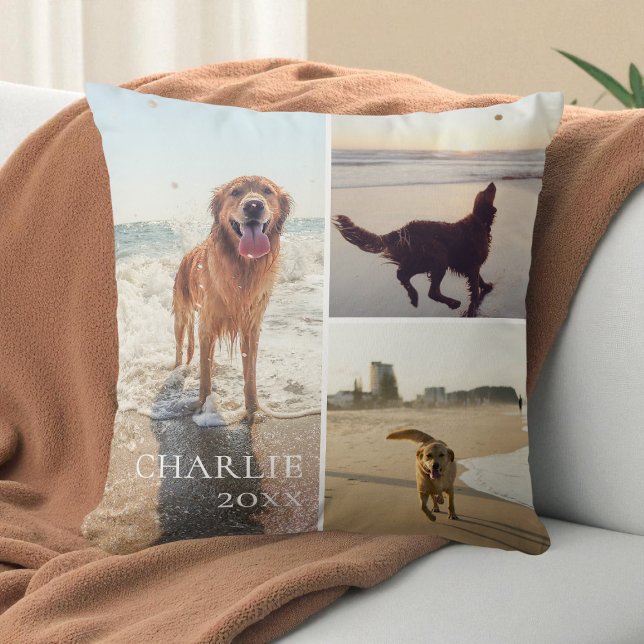 Modern Cute Personalized Pet Photo Collage Cushion (Modern Cute Personalized Pet Photo Collage Throw Pillow)