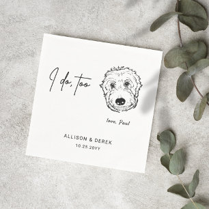 Modern Cute Pet Face Artwork Dog Wedding Napkin