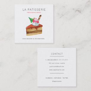 Modern Cute Pink Cheesecake Bakery Pastry Chef Square Business Card