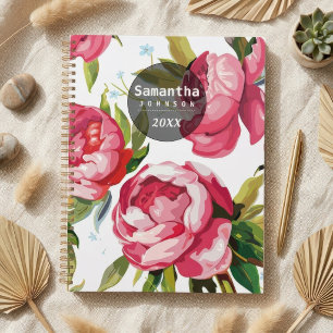Modern Cute Pink Floral Personalised Name Planner