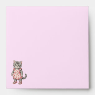 Modern Cute Pink Kitty   Kids Birthday Designs Envelope