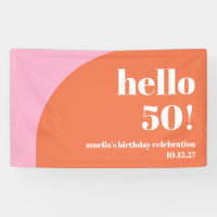 Modern Cute Pink Orange Arch 50th Birthday Custom