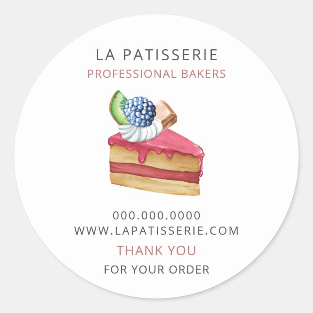 Modern Cute Pink Pastry Bakery Box Seals (Front)