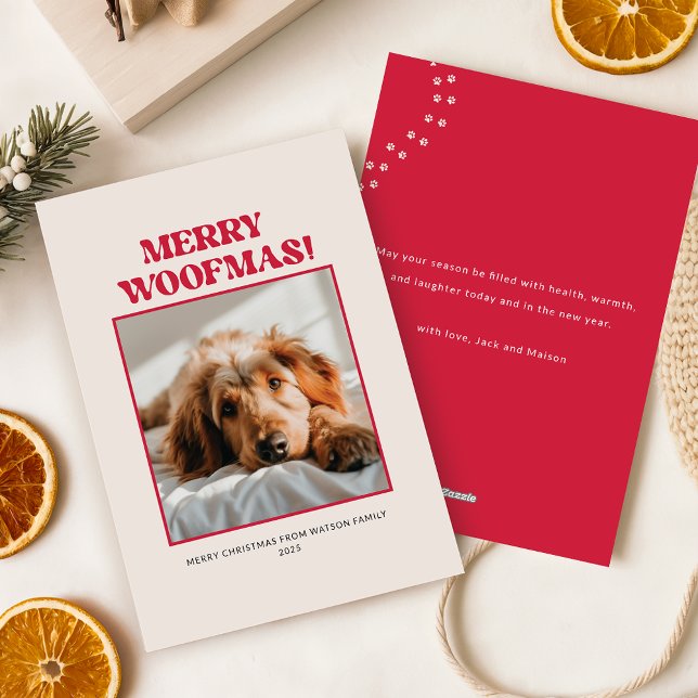Modern Cute Puppy Dog Pet Photo Picture Christmas Holiday Card (Creator Uploaded)