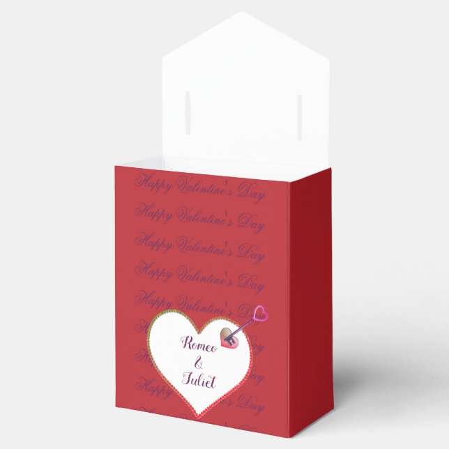 Modern Cute Purple Red Heart Valentines Day Favour Box (Opened)