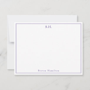 Modern Cute Purple Violet Monogram Name Minimalist Card
