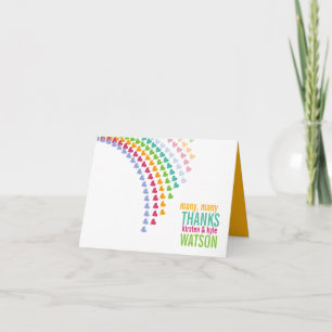 Modern Cute Rainbow Heart Sprinkles Thank You Card