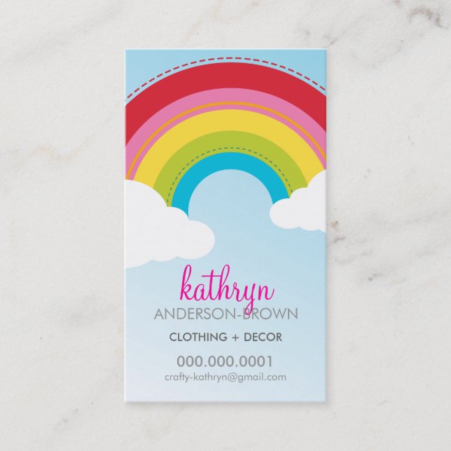 MODERN CUTE RAINBOW LOGO colourful bright bold sky Business Card (Front)