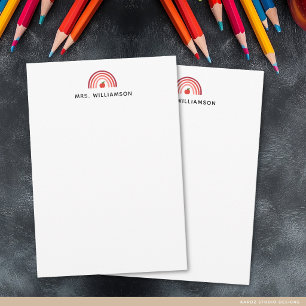Modern Cute Rainbow Teacher Name Note Card