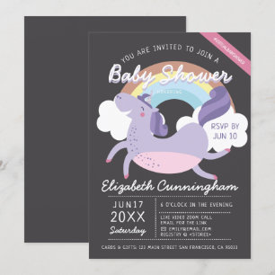 Modern Cute Rainbow Unicorn Virtual Baby Shower Invitation