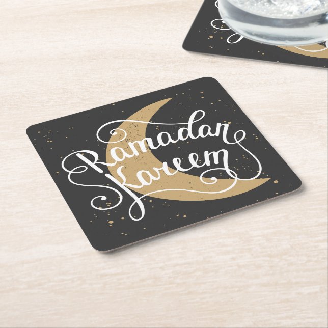 Modern Cute Ramadan Kareem Business  Square Paper Coaster (Angled)