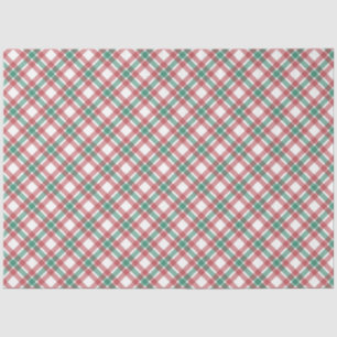 Modern Cute Red and Green Plaid Glitter Christmas Tissue Paper